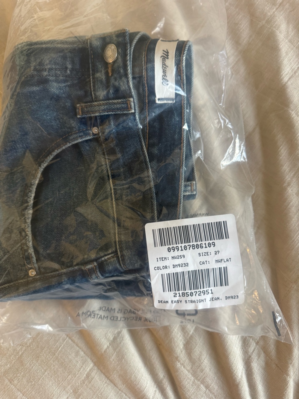 NWT Madewell The Dean Easy Straight Jeans 27 - Picture 10 of 10